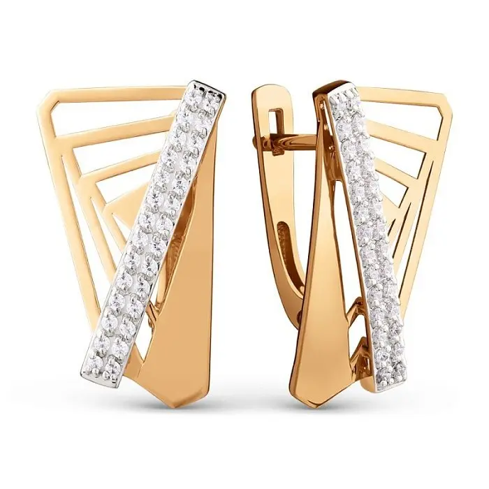 Серьги с английским замком из красного золота