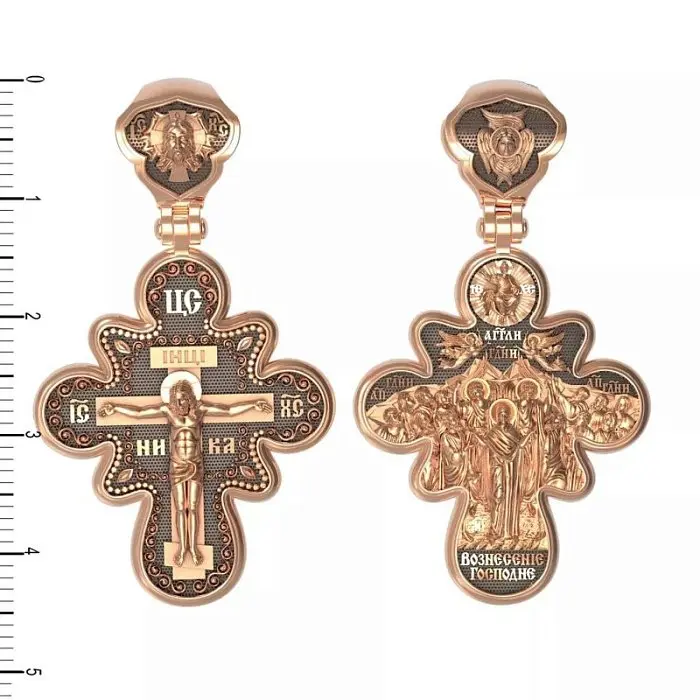 Подвеска крест из красного золота
