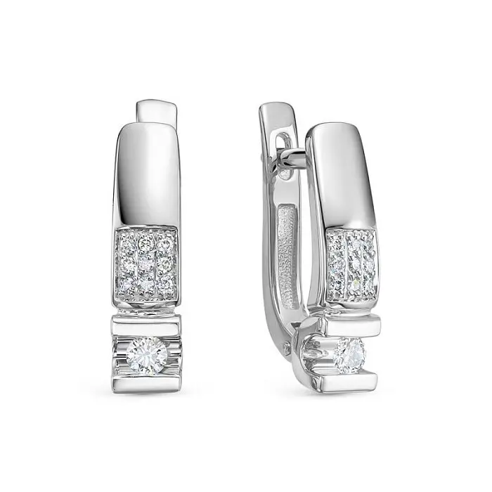 Серьги с английским замком из белого золота