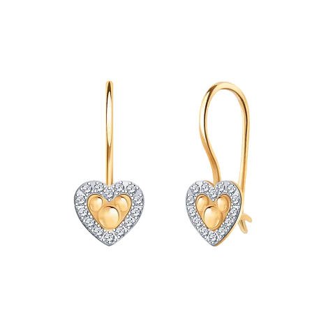 Серьги детские из красного золота
