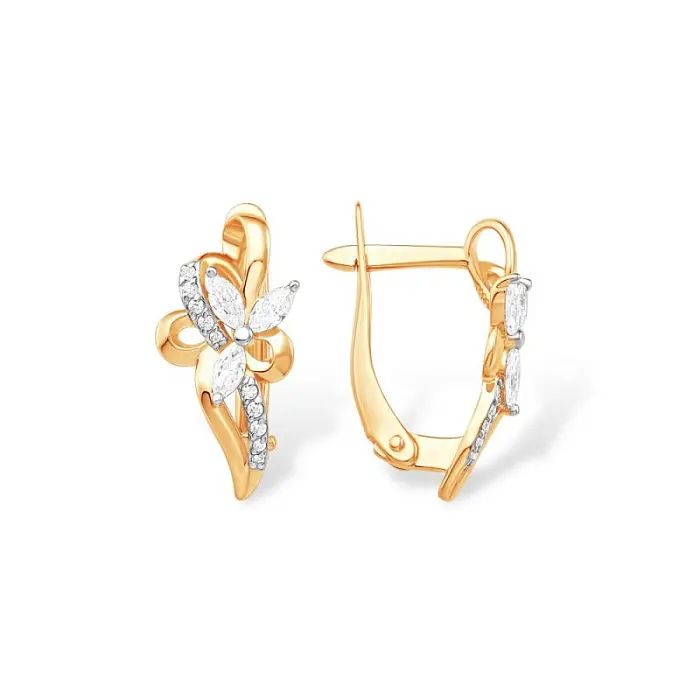 Серьги с английским замком из красного золота