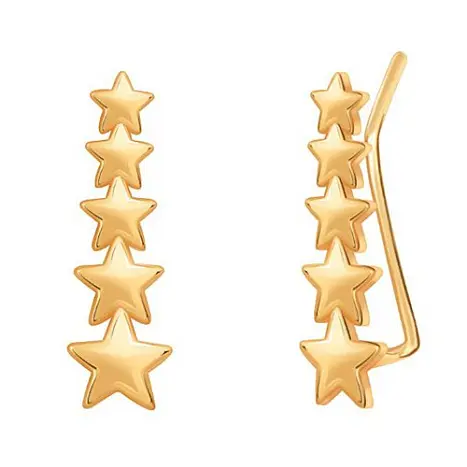 Серьги зажимы из красного золота