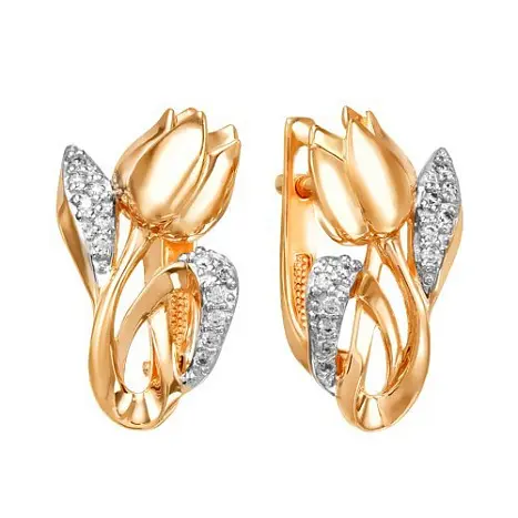 Серьги с английским замком из красного золота