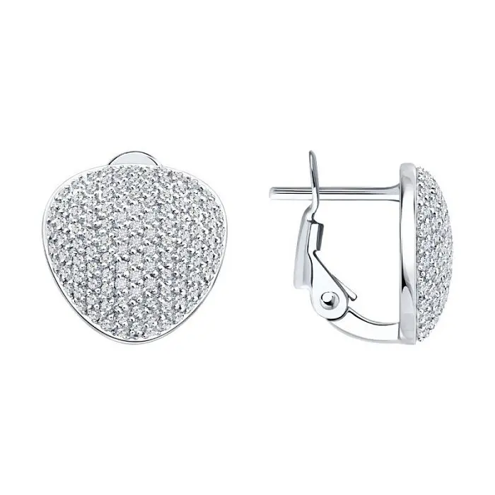 Серьги с английским замком из белого золота