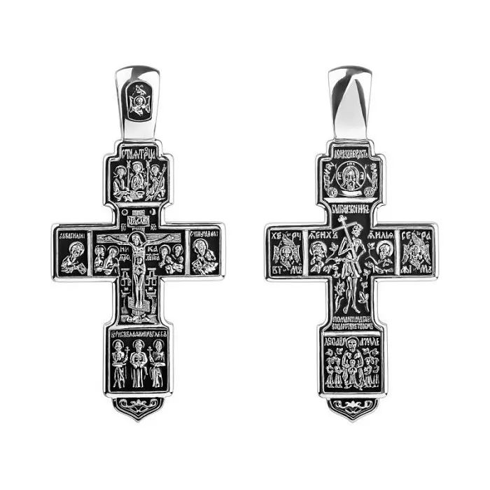 Подвеска крест из черного серебра