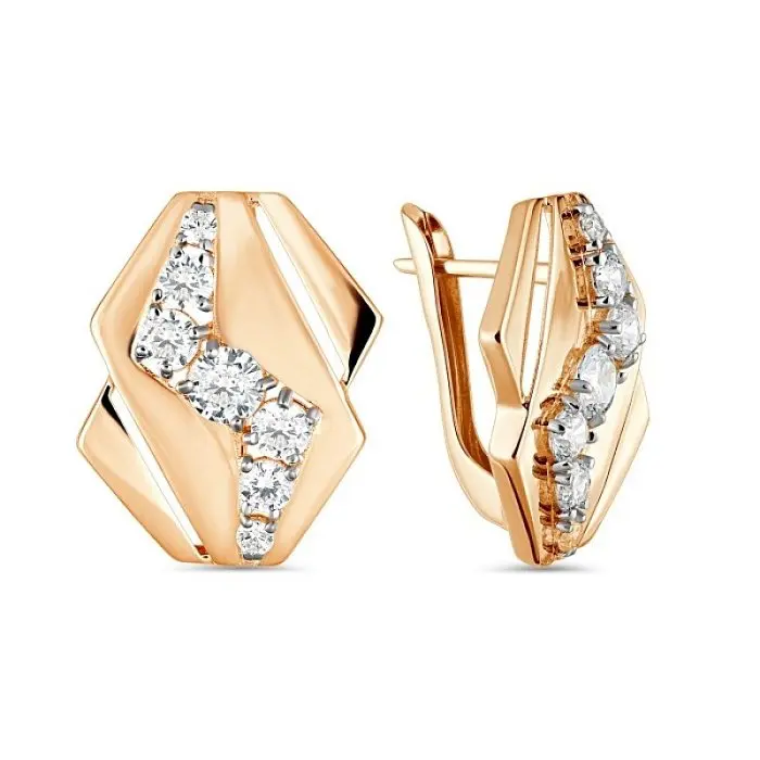 Серьги с английским замком из красного золота