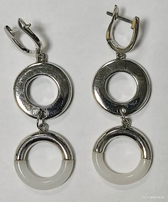 Серьги подвесные из серебра