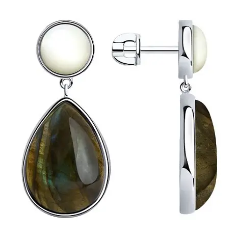 Серьги подвесные из серебра