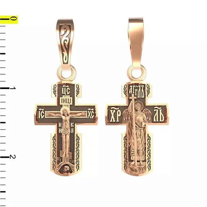 Подвеска крест из красного золота