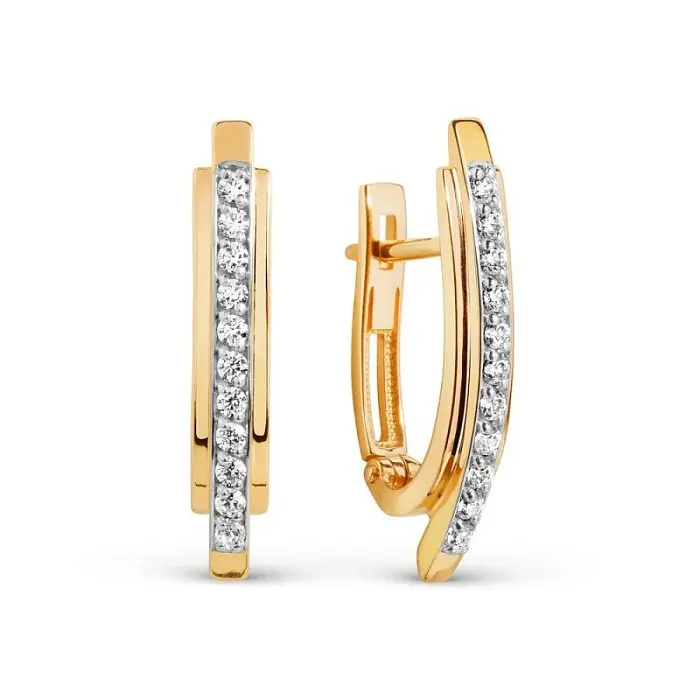 Серьги с английским замком из красного золота