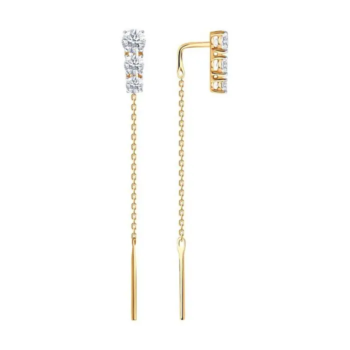 Серьги цепочки из красного золота