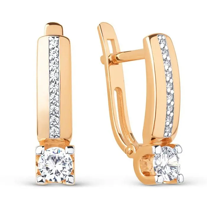 Серьги с английским замком из красного золота