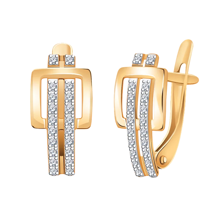 Серьги с английским замком из красного золота