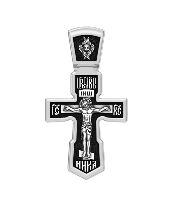 Подвеска крест из черного серебра