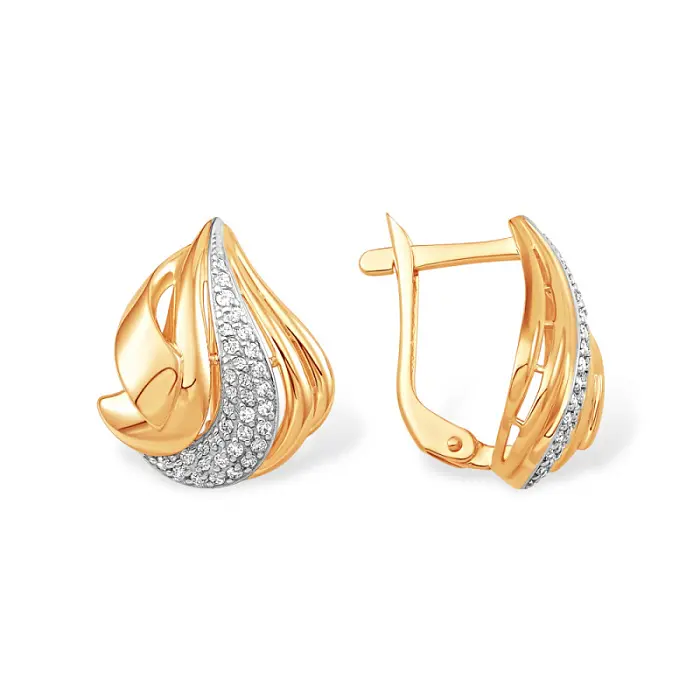 Серьги с английским замком из красного золота