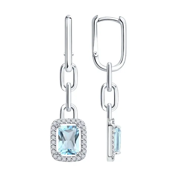 Серьги подвесные из серебра