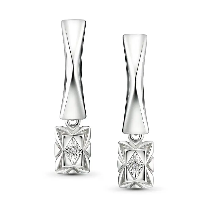 Серьги подвесные из серебра