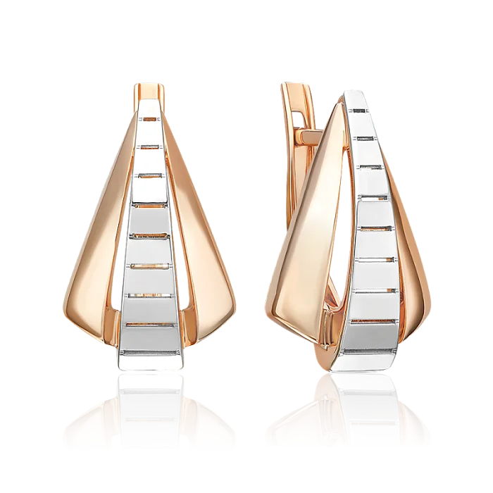 Серьги с английским замком из комбинированного золота