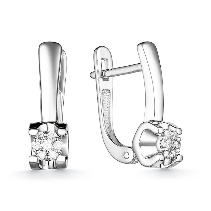 Серьги с английским замком из белого золота