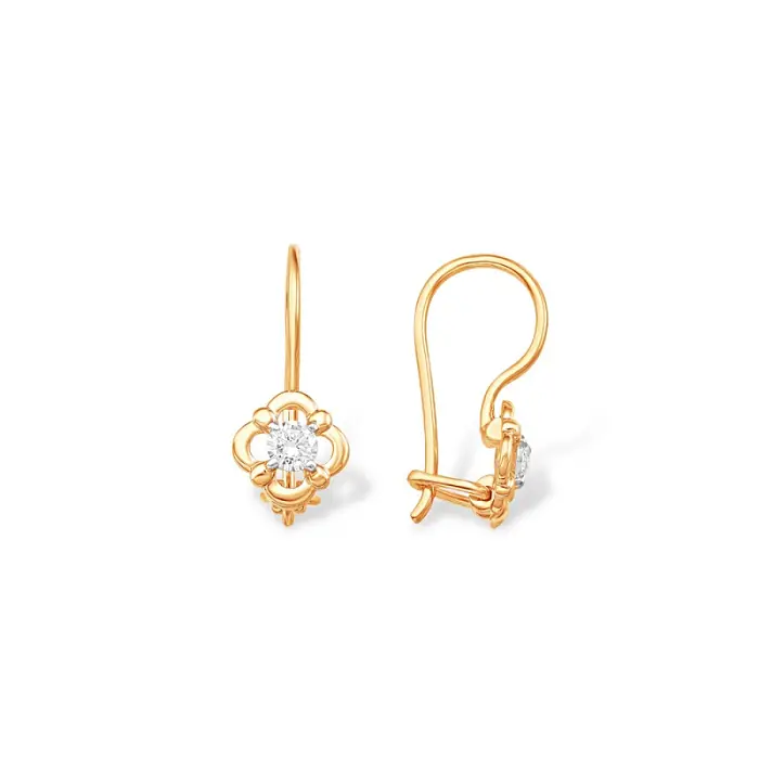 Серьги детские из красного золота