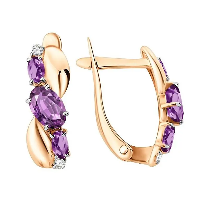 Серьги с английским замком из красного золота