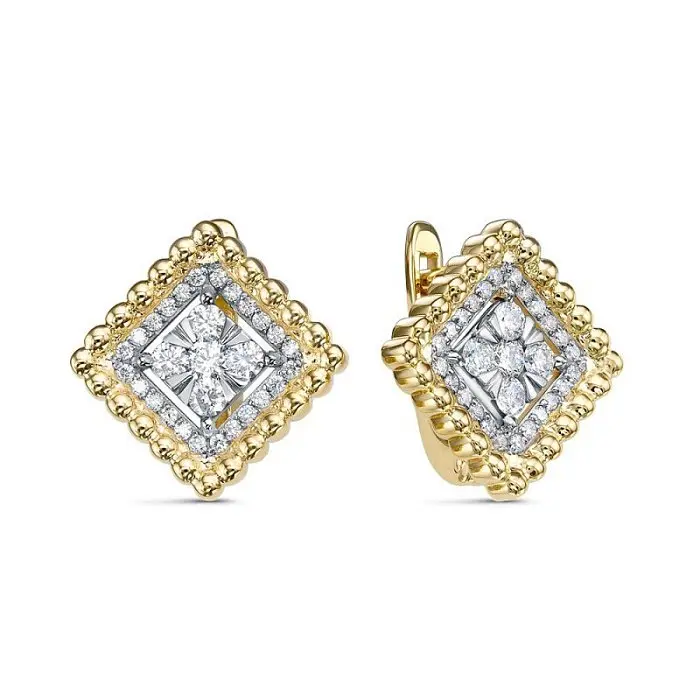 Серьги с английским замком из желтого золота