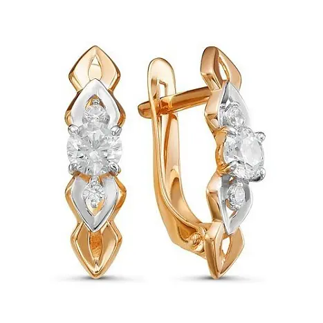 Серьги с английским замком из комбинированного золота