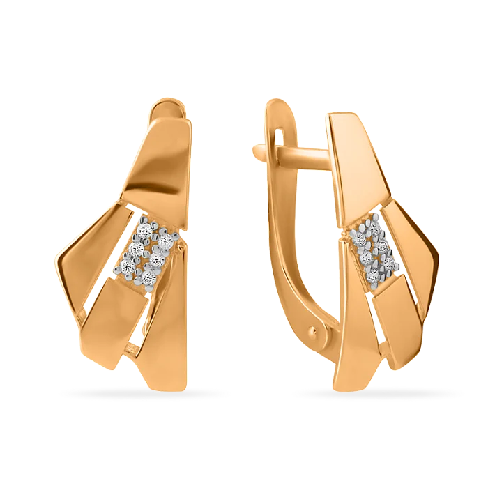 Серьги с английским замком из красного золота