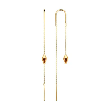 Серьги цепочки из красного золота