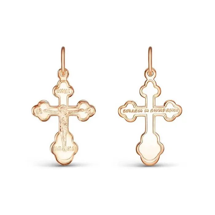 Подвеска крест из красного золота