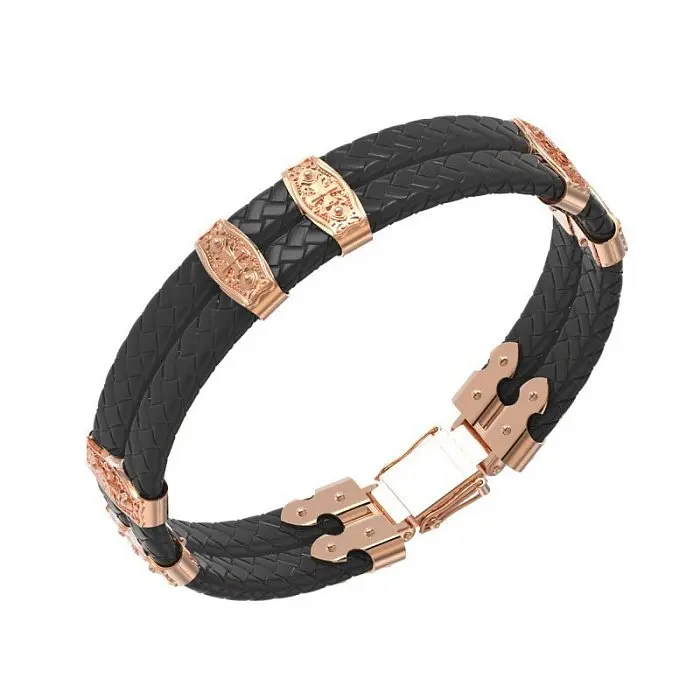 Браслет шнурок из красного золота