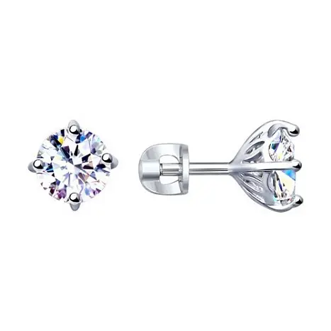 Серьги пуссеты из серебра