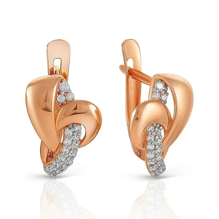 Серьги с английским замком из красного золота