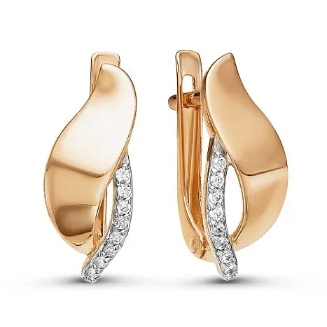 Серьги с английским замком из красного золота