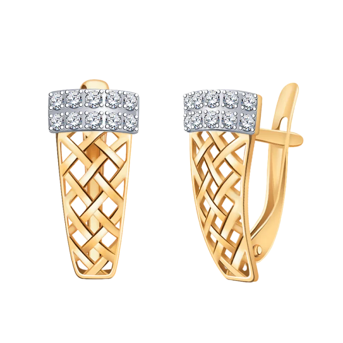 Серьги с английским замком из красного золота