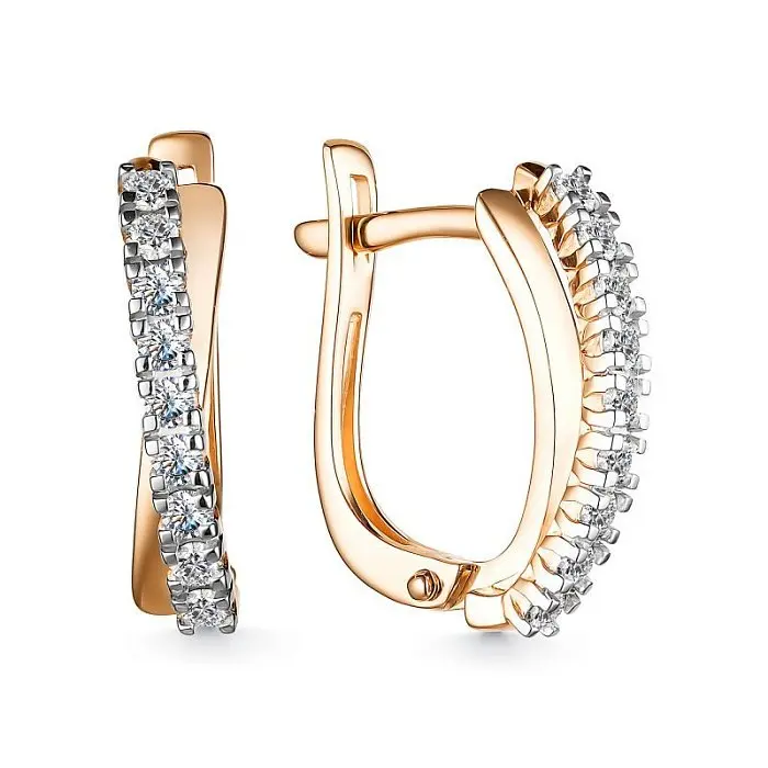 Серьги с английским замком из комбинированного золота