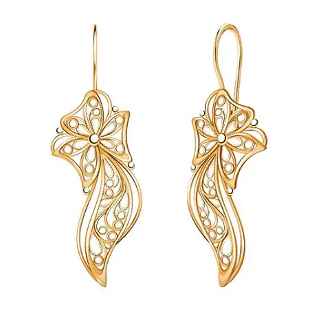 Серьги петельки из красного золота