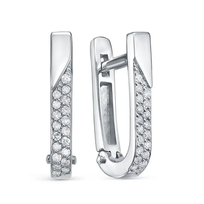 Серьги с английским замком из белого золота