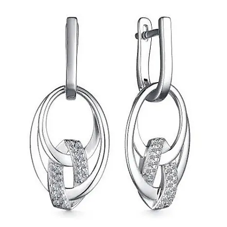 Серьги подвесные из серебра