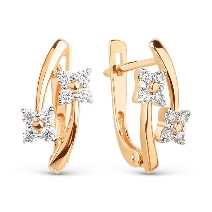 Серьги с английским замком из красного золота