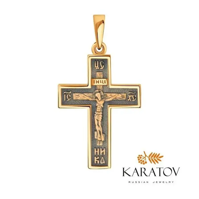 Подвеска крест из красного золота