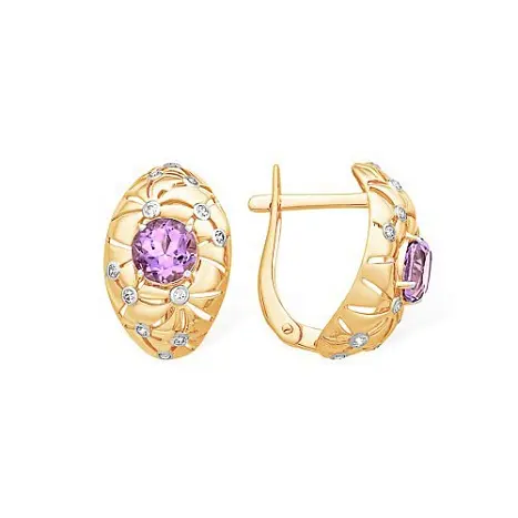 Серьги с английским замком из красного золота
