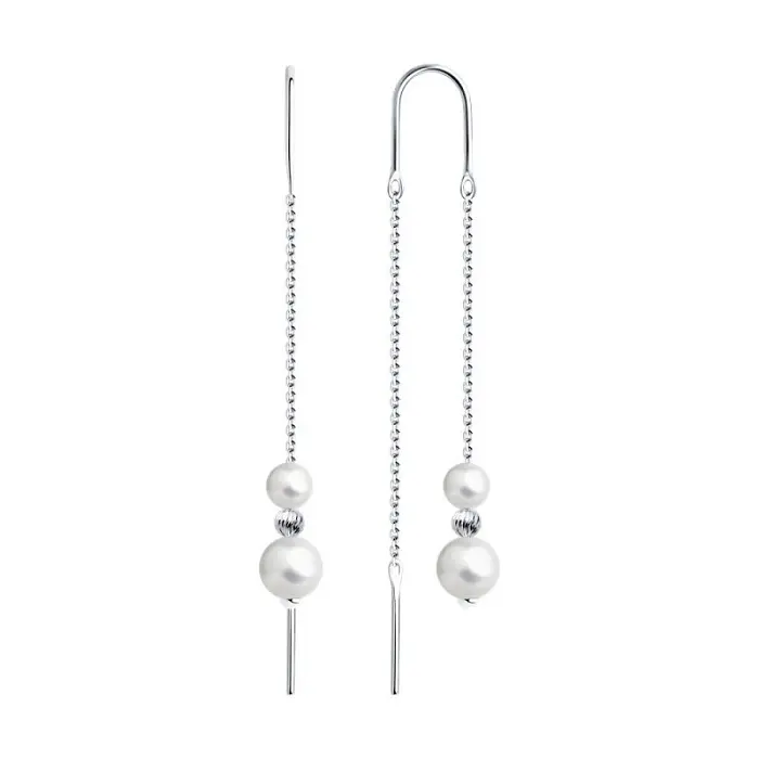 Серьги цепочки из серебра