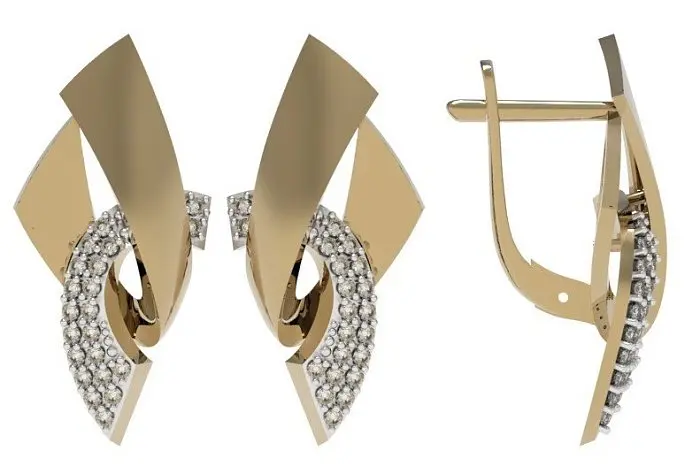 Серьги с английским замком из комбинированного золота