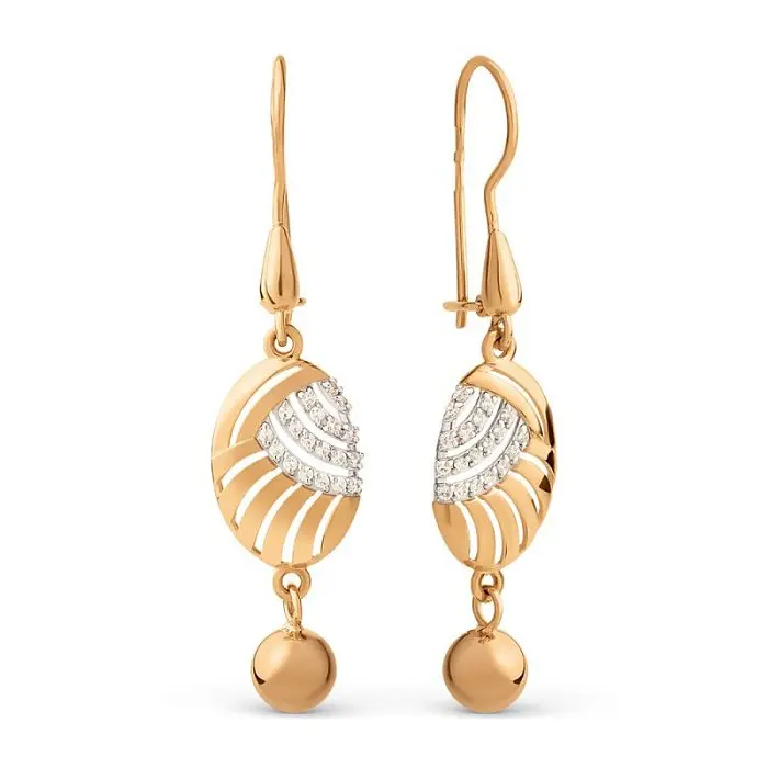 Серьги подвесные из красного золота