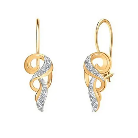 Серьги петельки из комбинированного золота