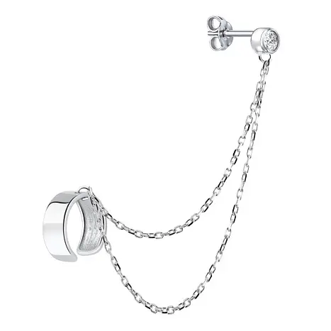 Серьги одиночные из серебра