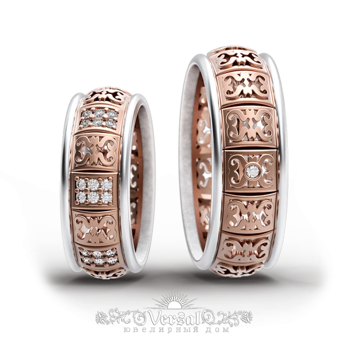 Кольцо обручальное из комбинированного золота