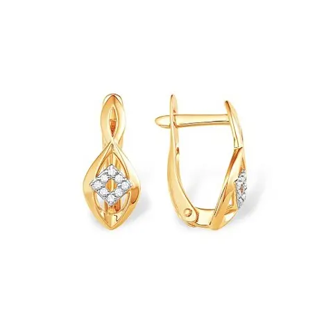 Серьги с английским замком из красного золота