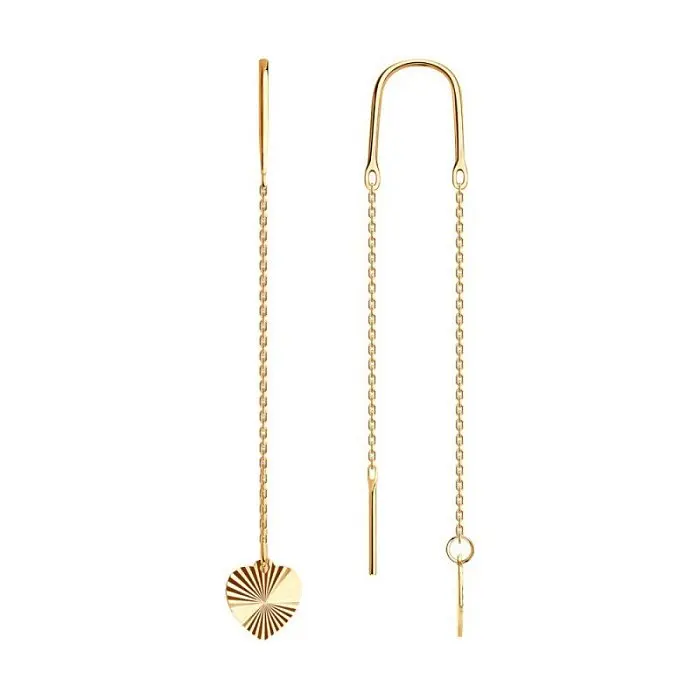 Серьги цепочки из красного золота